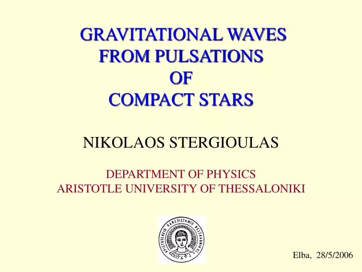 gravitational waves from pulsations of compact stars