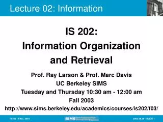 Lecture 02: Information
