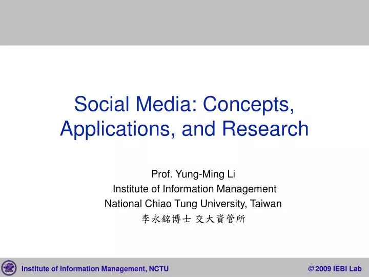 social media concepts applications and research