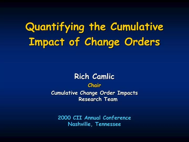quantifying the cumulative impact of change orders
