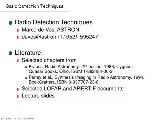 Basic Detection Techniques