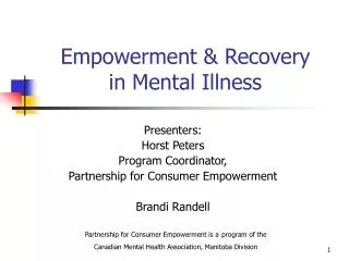 Empowerment &amp; Recovery in Mental Illness