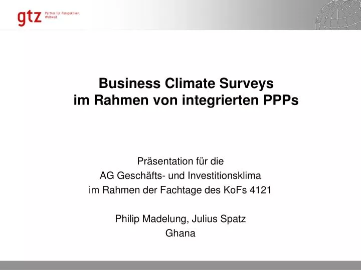 business climate surveys im rahmen von integrierten ppps