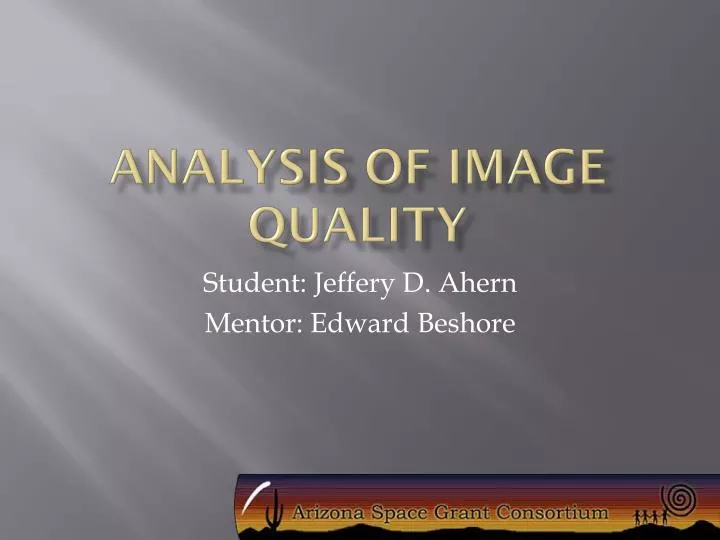 analysis of image quality