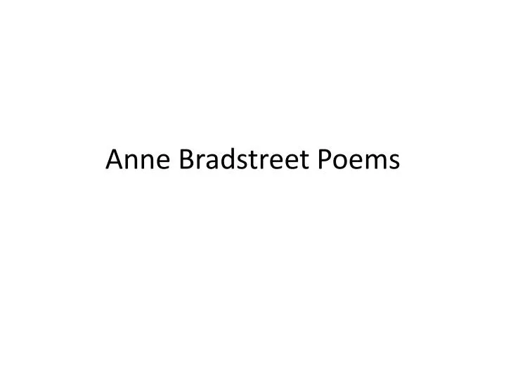 anne bradstreet poems