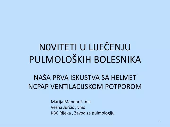 n0viteti u lij e enju pulmolo kih bolesnika