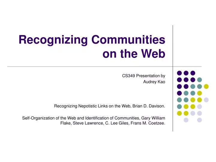 recognizing communities on the web