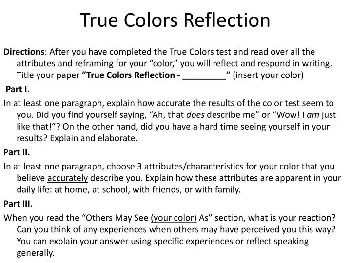 true colors reflection