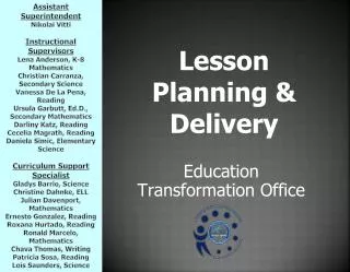 Lesson Planning &amp; Delivery