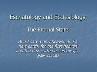 Eschatology and Ecclesiology