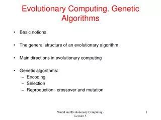 Evolutionary Computing. Genetic Algorithms