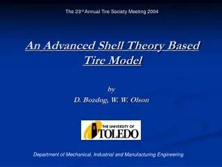 An Advanced Shell Theory Based Tire Model