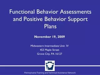 Functional Behavior Assessments and Positive Behavior Support Plans