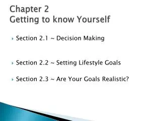 Chapter 2 Getting to know Yourself