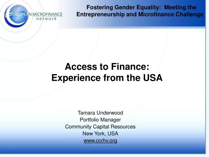access to finance experience from the usa