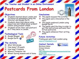 The Teacher and Student in an Online Environment Postcards From London