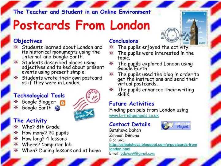 the teacher and student in an online environment postcards from london