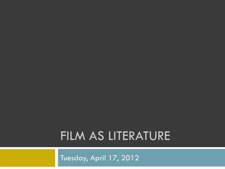 film as literature