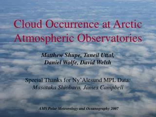 Cloud Occurrence at Arctic Atmospheric Observatories