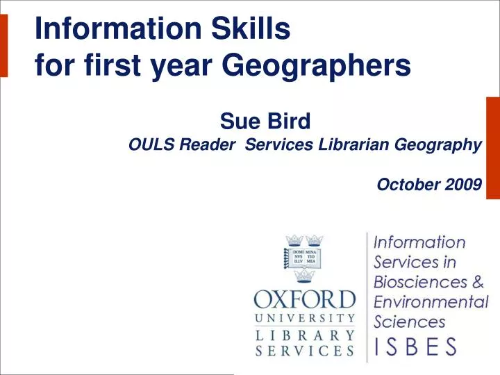 information skills for first year geographers