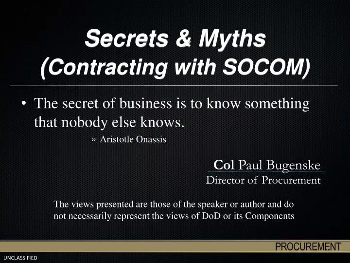 secrets myths contracting with socom