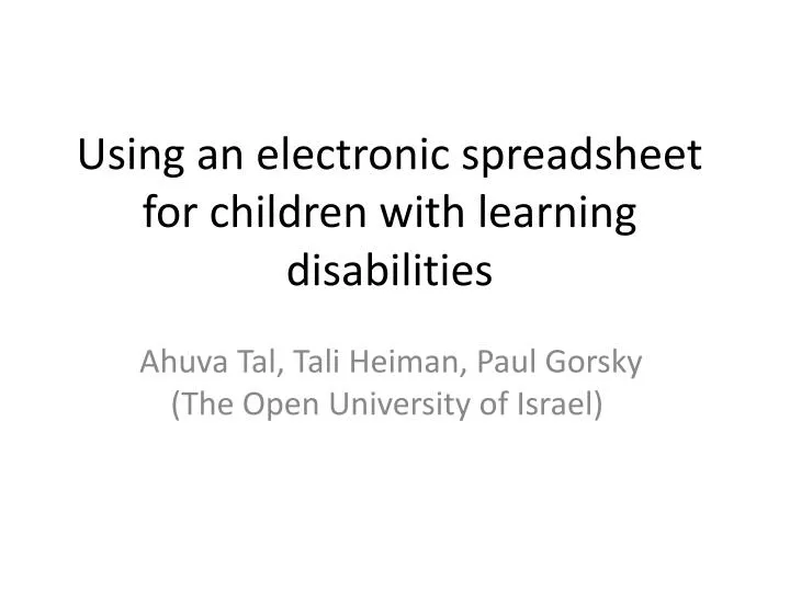 using an electronic spreadsheet for children with learning disabilities