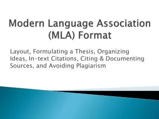Modern Language Association (MLA) Format