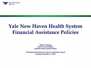Yale New Haven Health System Financial Assistance Policies