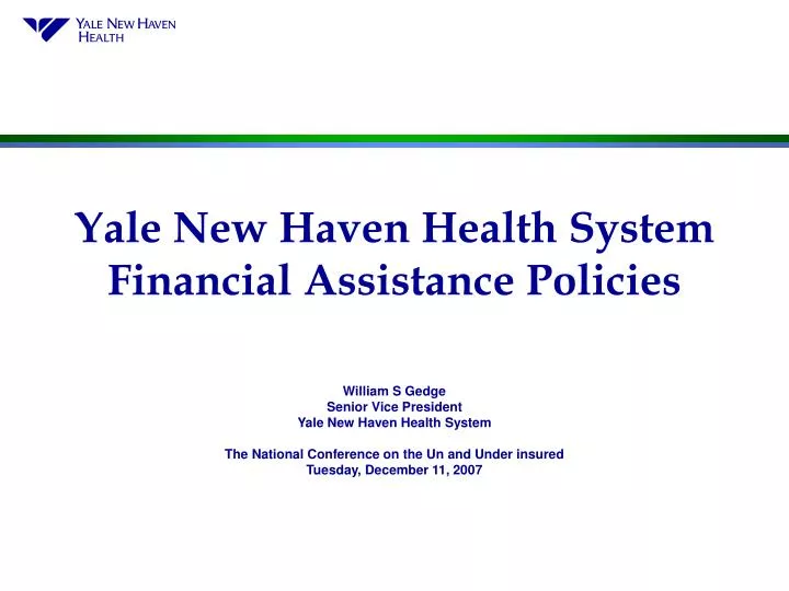 yale new haven health system financial assistance policies