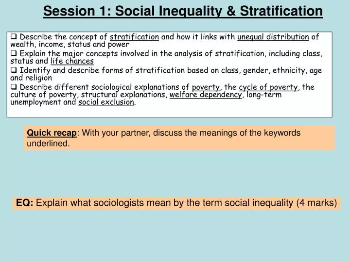 session 1 social inequality stratification