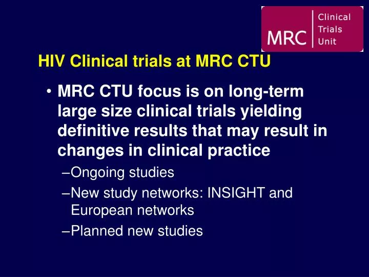 hiv clinical trials at mrc ctu