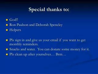 special thanks to
