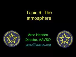 Topic 9: The atmosphere