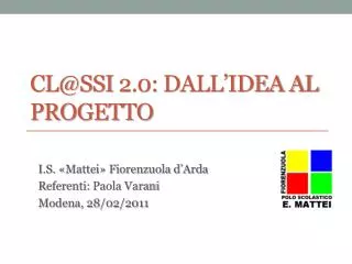 cl@ssi 2 0 dall idea al progetto