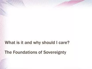 The Foundations of Sovereignty
