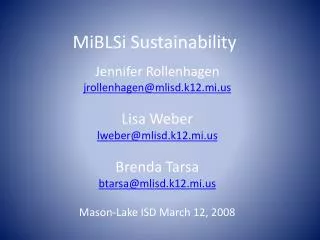 MiBLSi Sustainability