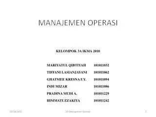 MANAJEMEN OPERASI