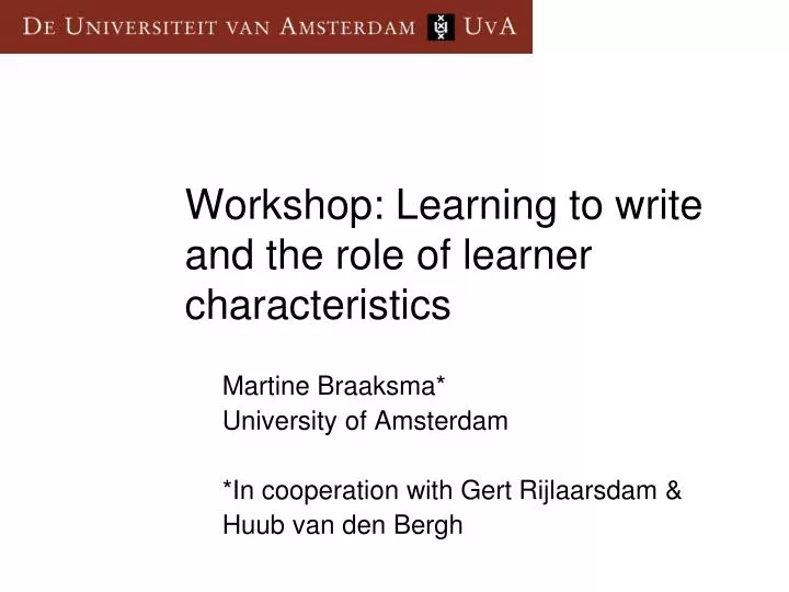 workshop learning to write and the role of learner characteristics