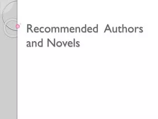 Recommended Authors and Novels