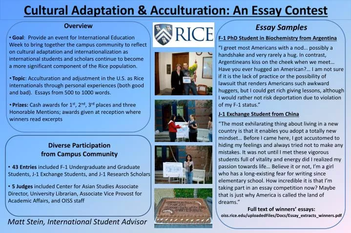 cultural adaptation acculturation an essay contest