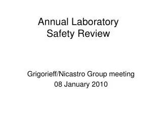 Annual Laboratory Safety Review