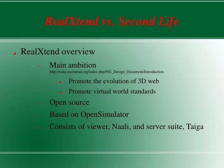 realxtend vs second life
