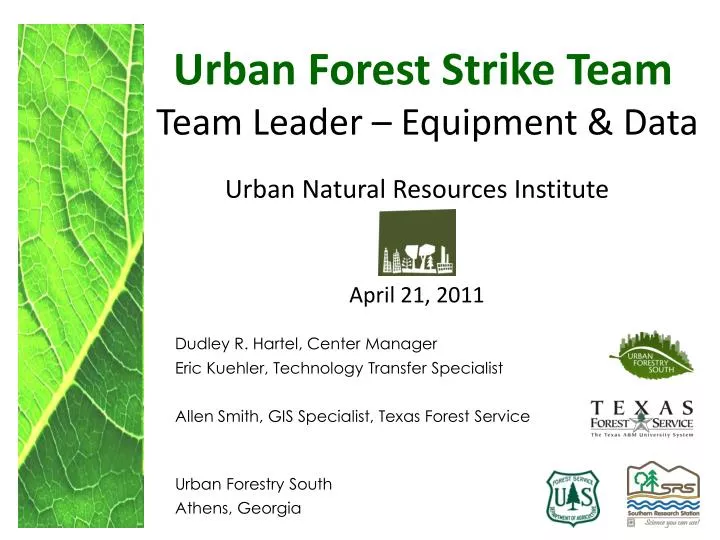 urban forest strike team team leader equipment data