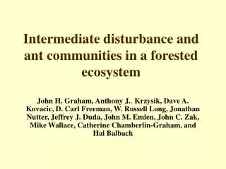 Intermediate disturbance and ant communities in a forested ecosystem