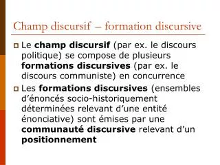 champ discursif formation discursive