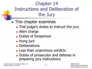 Chapter 14 Instructions and Deliberation of the Jury