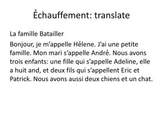 chauffement translate