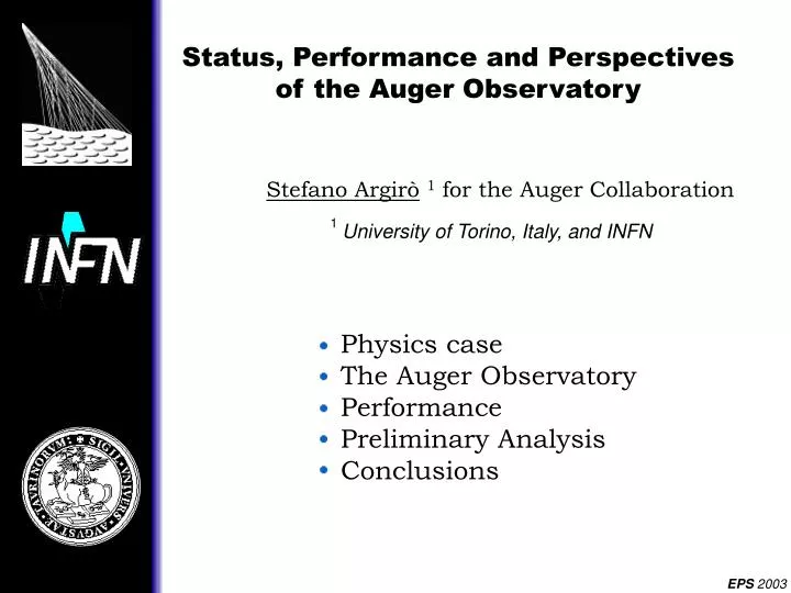 status performance and perspectives of the auger observatory