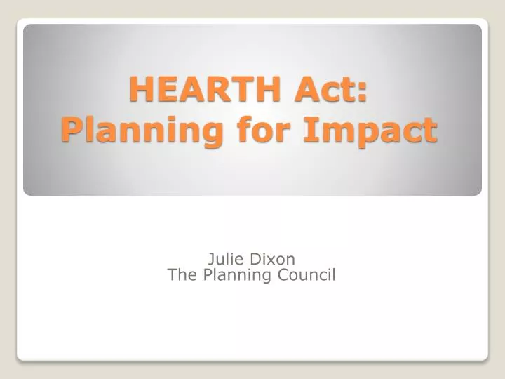 hearth act planning for impact