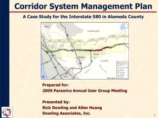 Corridor System Management Plan A Case Study for the Interstate 580 in Alameda County